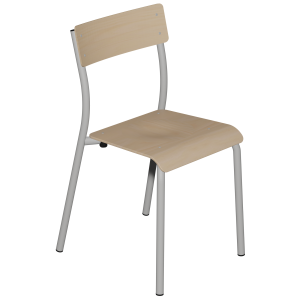 Chaise ANDRÉ assise bois Blueprotech® dossier bois teinté piètement époxy - T6