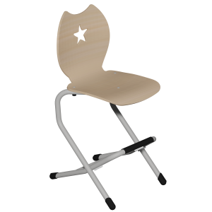 Chaise LÉNA II coque Étoile bois Blueprotech® piètement aluminium époxy - H52 cm