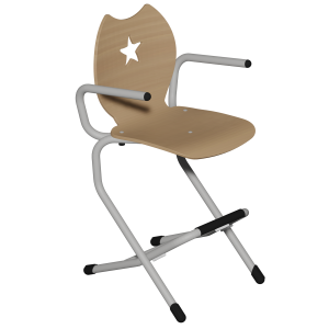 Bridge LÉNA II coque Étoile bois teinté piètement aluminium époxy - H52 cm