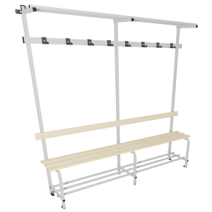 Banc avec portemanteau 8 patères époxy banc bois - L195,5xP41,5xH181,5 cm