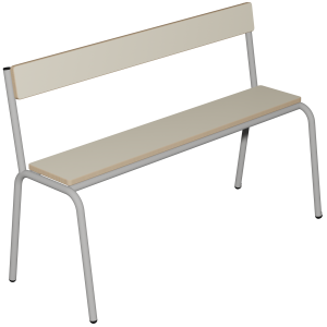 Banc MOLY avec dossier MDF mélaminé ép.19 mm chant vernis piètement époxy - L120 cm - T6 - Ivoire