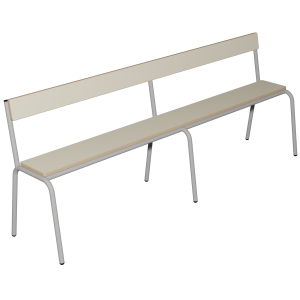 Banc MOLY avec dossier MDF mélaminé ép.19 mm chant vernis piètement époxy - L200 cm - T6 - Ivoire