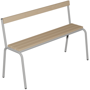 Banc MOLY avec dossier hêtre massif vernis incolore piètement époxy - L120 cm - T6