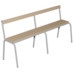 Banc MOLY avec dossier hêtre massif vernis incolore piètement époxy - L160 cm - T6