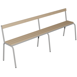Banc MOLY avec dossier hêtre massif vernis incolore piètement époxy - L200 cm - T6