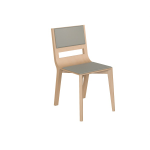Chaise MATHILDE assise et dossier tissu enduit piètement bois - T6
