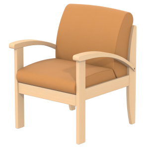 Fauteuil BERMUDES assise et dossier tissu enduit piètement et accoudoir bois - L66xP68xH83 cm