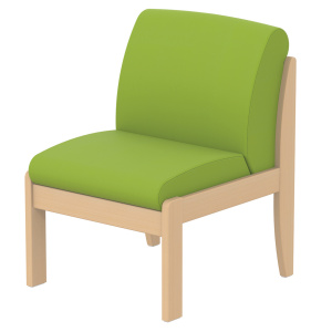 Chauffeuse BERMUDES assise et dossier tissu enduit URBAN piètement bois incolore - L60xP68xH83 cm - Absinthe