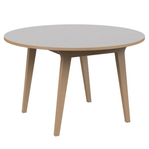 Table MATHILDE plateau ép.24 mm stratifié chant et piètement bois - D120 cm - T6