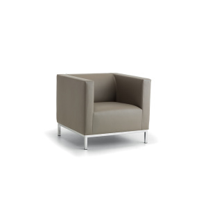 Fauteuil ARGO tissu enduit piètement chromé - L76xP76xH67,5 cm