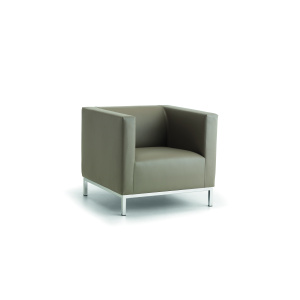 Fauteuil ARGO tissu enduit piètement chromé - L76xP76xH67,5 cm