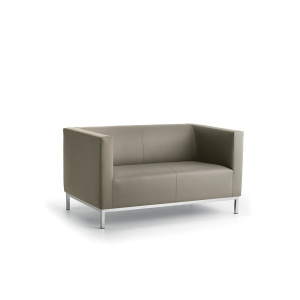 Canapé ARGO 2 places tissu enduit piètement chromé - L128xP76xH67,5 cm