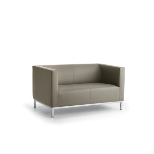 Canapé ARGO 2 places tissu enduit piètement chromé - L128xP76xH67,5 cm