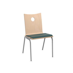 Chaise B100 coque bois incolore placet d'assise tissu enduit piètement époxy - T6