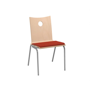 Chaise B100 coque bois incolore placet d'assise tissu Trévira CS piètement époxy - T6