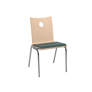 Chaise B100 coque bois incolore placet d'assise tissu enduit piètement chromé - T6