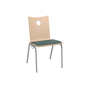 Chaise B100 accrochable coque bois incolore placet d'assise tissu enduit piètement époxy - T6