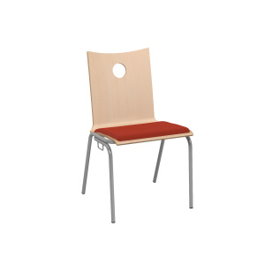 Chaise B100 accrochable coque bois incolore placet d'assise tissu Trévira CS piètement époxy - T6