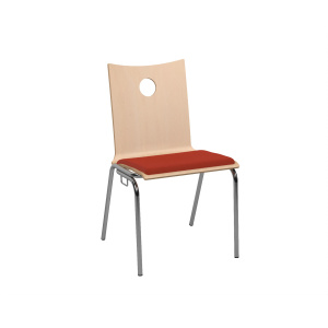 Chaise B100 accrochable coque bois incolore placet d'assise tissu Trévira CS piètement chromé - T6