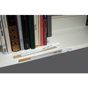 Lot de 10 porte-étiquettes adhésifs à gaine souple bristol blanc - L20xH2 cm - Transparent