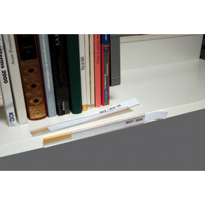 Lot de 10 porte-étiquettes adhésifs à gaine souple bristol blanc - L20xH2 cm - Transparent