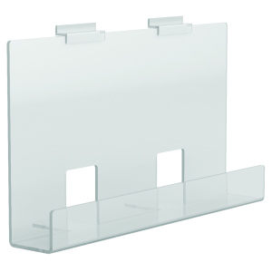 Présentoir pour rainure acrylique transparent - L46xP6xH25 cm