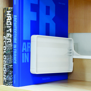 Serre-livres ABS pour tablette mélaminé - L19,2xP7,8xH12 cm - Blanc