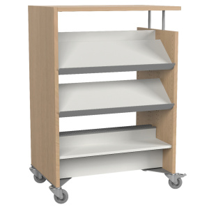 Rayonnage COLOR double face mobile stratifié et époxy 6 tablettes dont 3 inclinées mélaminé - L90xP43xH135,2 cm