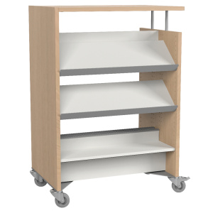 Rayonnage COLOR double face mobile stratifié et époxy 6 tablettes dont 3 inclinées mélaminé - L90xP43xH135,2 cm