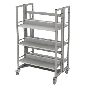 Rayonnage LINÉAL double face mobile époxy 6 tablettes mélaminé - L92,6xP61,5xH147,6 cm