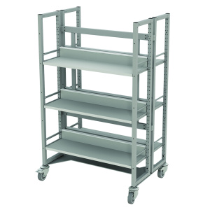 Rayonnage LINÉAL double face mobile époxy 6 tablettes mélaminé - L92,6xP61,5xH147,6 cm