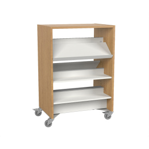 Rayonnage HARMONY double face mobile 6 tablettes dont 3 inclinées mélaminé - L90xP63xH120 cm