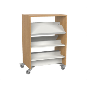 Rayonnage HARMONY double face mobile 6 tablettes dont 3 inclinées mélaminé - L90xP63xH120 cm