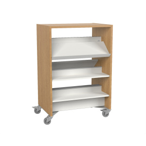 Rayonnage HARMONY double face mobile 6 tablettes dont 3 inclinées mélaminé - L90xP63xH120 cm