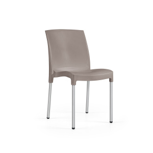 Chaise JENNY coque polypropylène piètement aluminium - T6 - Blanc