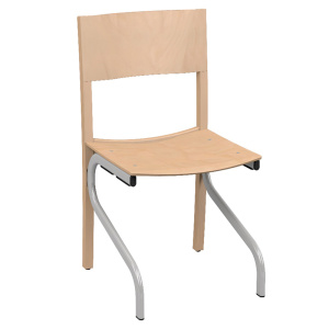 Chaise ELSA assise, dossier et piètement bois incolore et époxy - T6 - Gris alu RAL 9006