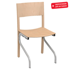 Chaise ELSA assise, dossier et piètement bois incolore et époxy - T6 - Gris alu RAL 9006