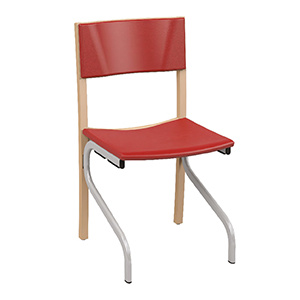 Chaise ELSA assise et dossier tissu enduit piètement bois incolore et époxy - T6 - Ginkgo Groseille/Gris alu RAL 9006