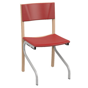 Chaise ELSA assise et dossier tissu enduit piètement bois incolore et époxy - T6 - Ginkgo Groseille/Gris alu RAL 9006