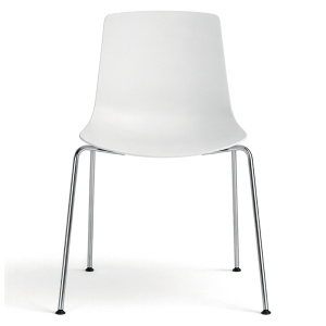 Chaise JAVA coque polypropylène piètement 4 pieds chromé - Blanc