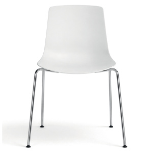 Chaise JAVA coque polypropylène piètement 4 pieds chromé - Blanc