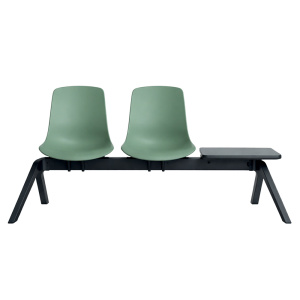 Siège poutre JAVA 2 places 1 tablette coque polypropylène piètement aluminium - L185xP56x78 cm - Vert/Noir