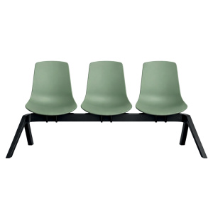 Siège poutre JAVA 3 places coque polypropylène piètement aluminium - L185xP56x78 cm - Vert/Noir