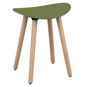 Tabouret COMA coque polypropylène piètement bois - L42xP31xH45,5 cm - Chêne