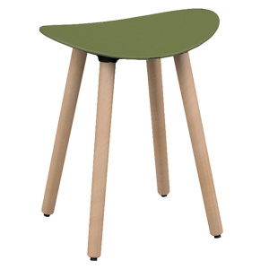Tabouret COMA coque polypropylène piètement bois - L42xP31xH45,5 cm - Chêne