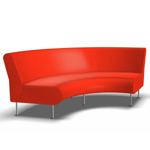 Banquette cintrée ORCHESTRE 3 places tissu enduit piètement époxy - L254xP74xH79 cm - Gris alu