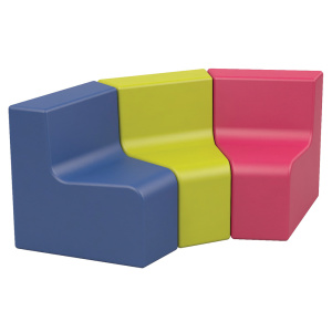 Banquette courbe LUTINS 3 places tissu enduit Comète - L120xP47xH48 cm - Kid's HA 24 cm - Lilas/Kiwi/Framboise