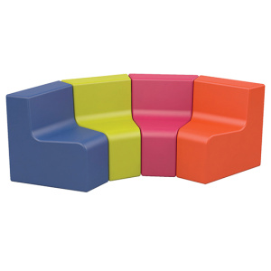 Banquette courbe LUTINS 4 places tissu enduit Comète - L148xP47xH48 cm - Kid's HA 24 cm - Lilas/Kiwi/Framboise/Clémentine
