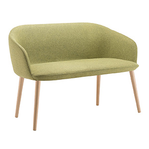 Canapé MILOS 2 places tissu enduit piètement bois incolore - L118xP58xH78 cm