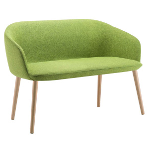 Canapé MILOS 2 places tissu enduit piètement bois incolore - L118xP58xH78 cm